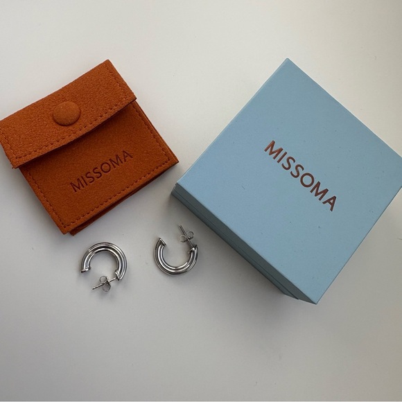 Missoma Ridge Silver Hoop Earrings, Small - Picture 6 of 6